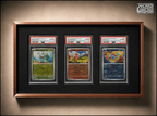 Premium aluminium metal trading card wall display frame case for Pokémon cards, MTG cards, Yu-Gi-Oh! cards, One Piece cards and sports cards, graded card wall display, PSA card frame, CGC card display, BGS slab display, One Touch magnetic holder display,