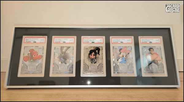Premium aluminium metal trading card wall display frame case for Pokémon cards, MTG cards, Yu-Gi-Oh! cards, One Piece cards and sports cards, graded card wall display, PSA card frame, CGC card display, BGS slab display, One Touch magnetic holder display,