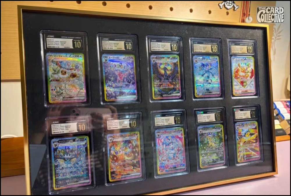 Premium aluminium metal trading card wall display frame case for Pokémon cards, MTG cards, Yu-Gi-Oh! cards, One Piece cards and sports cards, graded card wall display, PSA card frame, CGC card display, BGS slab display, One Touch magnetic holder display,