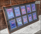 Premium aluminium metal trading card wall display frame case for Pokémon cards, MTG cards, Yu-Gi-Oh! cards, One Piece cards and sports cards, graded card wall display, PSA card frame, CGC card display, BGS slab display, One Touch magnetic holder display,
