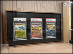 Premium aluminium metal trading card wall display frame case for Pokémon cards, MTG cards, Yu-Gi-Oh! cards, One Piece cards and sports cards, graded card wall display, PSA card frame, CGC card display, BGS slab display, One Touch magnetic holder display,