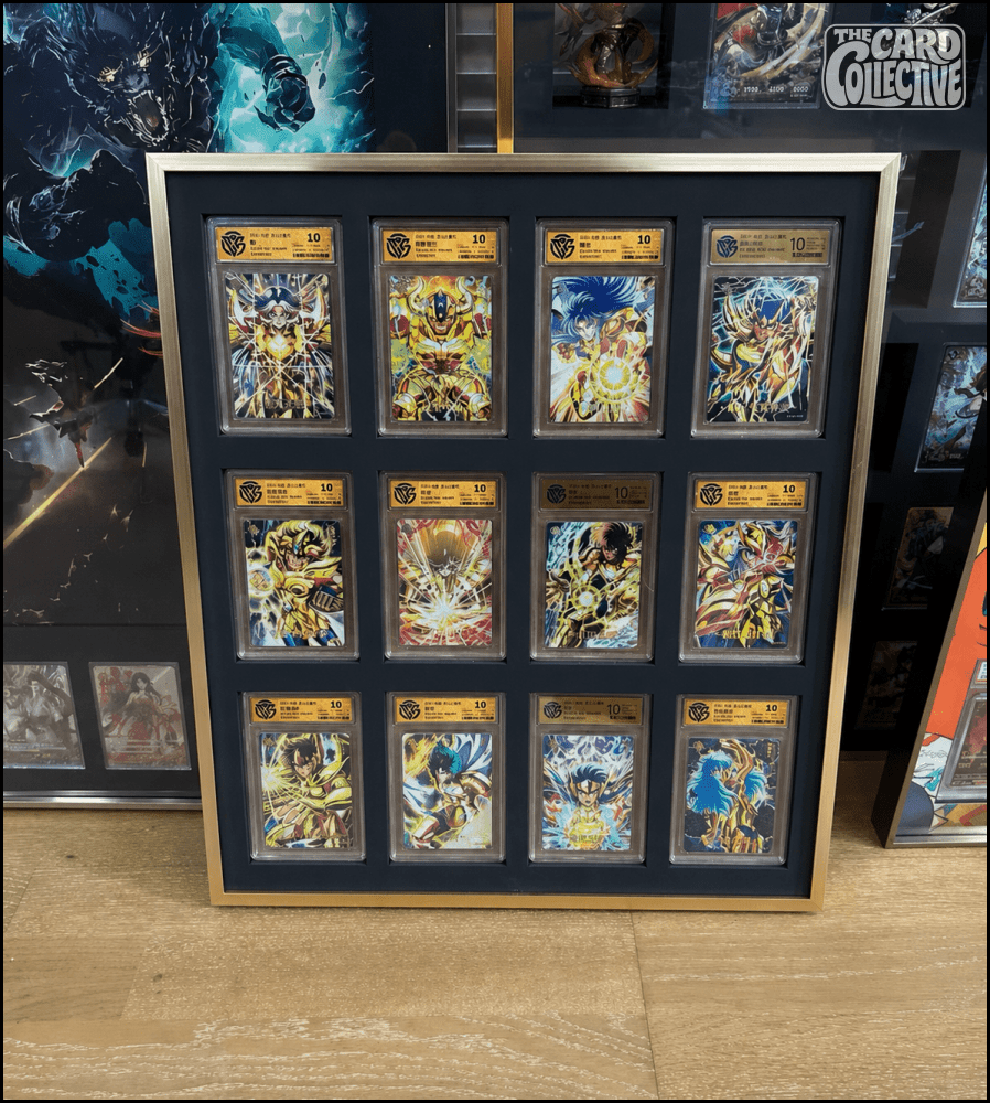 Premium aluminium metal trading card wall display frame case for Pokémon cards, MTG cards, Yu-Gi-Oh! cards, One Piece cards and sports cards, graded card wall display, PSA card frame, CGC card display, BGS slab display, One Touch magnetic holder display,
