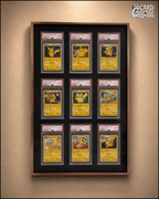 Premium aluminium metal trading card wall display frame case for Pokémon cards, MTG cards, Yu-Gi-Oh! cards, One Piece cards and sports cards, graded card wall display, PSA card frame, CGC card display, BGS slab display, One Touch magnetic holder display,