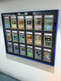 Premium aluminium metal trading card wall display frame case for Pokémon cards, MTG cards, Yu-Gi-Oh! cards, One Piece cards and sports cards, graded card wall display, PSA card frame, CGC card display, BGS slab display, One Touch magnetic holder display,